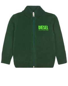 Зеленый кардиган из смесовой шерсти детский Diesel