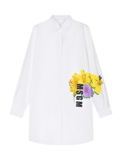 Белая рубашка с цветочным принтом детская Msgm