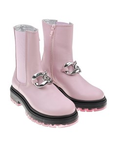 Розовые ботинки с серебристой цепью детские Monnalisa