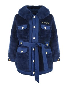 Синяя куртка из эко меха детская Mini rodini