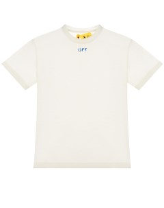 Белая футболка с синим логотипом детская Off-white