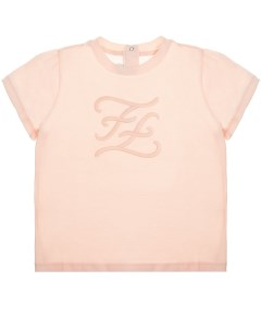 Розовая футболка с вышивкой в тон детская Fendi