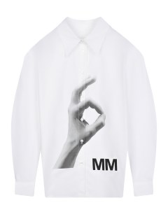 Белая рубашка с принтом детская Mm6 maison margiela