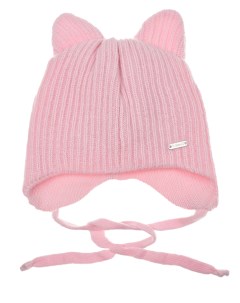 Розовая шапка из шерсти с ушками детская Il trenino