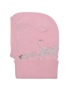 Розовая шапка шлем с декором кошка детская Il trenino