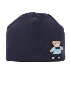 Синяя шапка с декором медвежонок детская La perla
