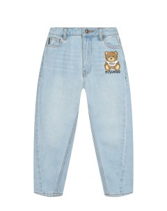 Голубые джинсы с принтом медвежонок детские Moschino