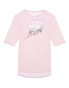 Розовая футболка с рукавами 3 4 детская Guess