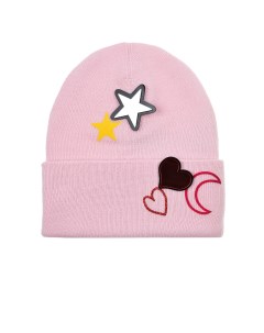 Розовая шапка с брошками детская Regina