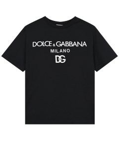 Черная футболка с белым лого детская Dolce&gabbana