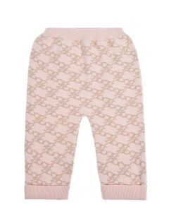 Розовые брюки с монограммой бренда детские Fendi