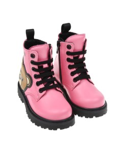 Розовые ботинки с боковой аппликацией детские Moschino