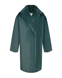 Темно зеленое пальто из эко меха Parosh