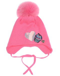 Розовая шапка с принтом капкейк детская Il trenino