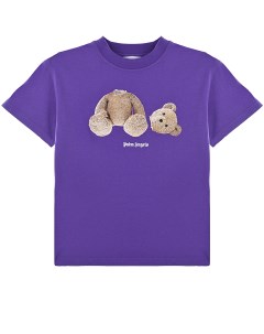 Фиолетовая футболка с принтом медвежонок детская Palm angels