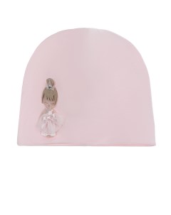 Розовая шапка с аппликацией детская La perla