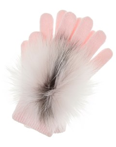 Розовые перчатки с отделкой из меха Yves salomon