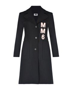 Черное пальто с розовым лого детское Mm6 maison margiela
