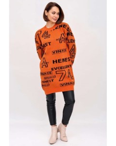 Платье туника вязаное Ретро оранжевое Инсантрик