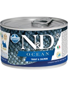 Влажный корм для собак N D Ocean Trout Salmon Mini с форелью и лососем для маленьких пород 0 14 кг Farmina