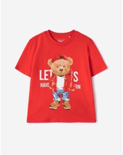 Красная футболка с мишкой для мальчика Gloria jeans