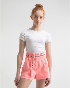 Розовые джинсовые шорты Paperbag с поясом для девочки Gloria jeans