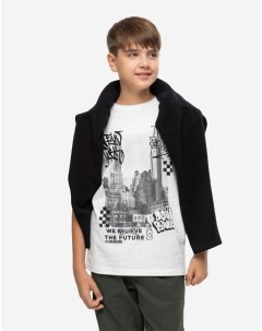 Молочная футболка с урбанистическим принтом для мальчика Gloria jeans