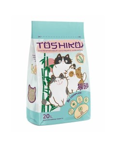 Натуральный наполнитель для кошек комкующийся древесный 20 л 7 6 кг Toshiko