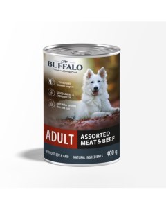 ADULT Влажный корм для взрослых собак всех пород мясное ассорти с говядиной 400 гр Mr.buffalo