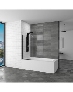 Шторка Screens SC 09B для ванны 600х1500 профиль черный стекло прозрачное Rgw