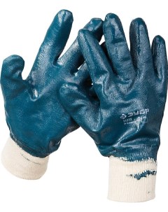 Перчатки 11272 XL рабочие с манжетой с полным нитриловым покрытием размер XL 10 Перчатки 11272 XL ра Зубр
