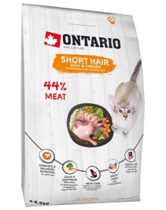Сухой корм Онтарио для Короткошерстных кошек с Курицей и уткой Ontario