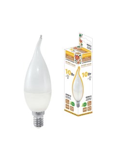 Лампа светодиодная E14 10 Вт свеча на ветру 4000 К свет холодный белый Народная Tdm еlectric