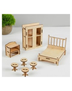Конструктор Спальня набор мебели для кукол Теремок