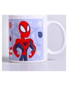 Кружка сублимация Новый год человек паук 350 мл Marvel comics