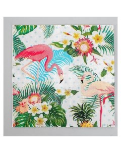 Салфетки бумажные Фламинго с цветами набор 20 шт 33х33 см Страна карнавалия