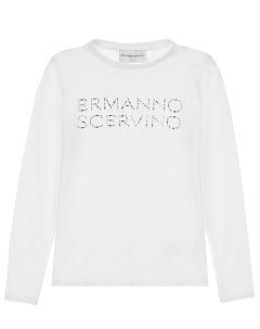 Белая толстовка с логотипом из страз детская Ermanno scervino