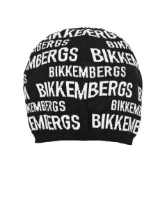 Черная шапка со сплошным белым лого детская Bikkembergs