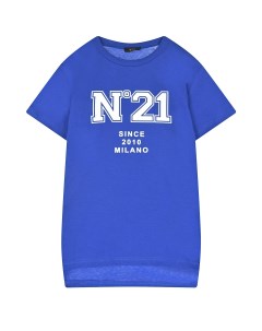 Ярко синяя футболка с лого детское No21