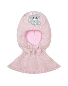 Розовая шапка шлем с декором зайчик детская Chobi