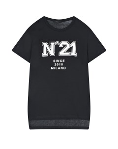 Черная футболка с крупным лого детская No21