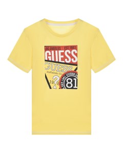 Желтая футболка с лого детская Guess