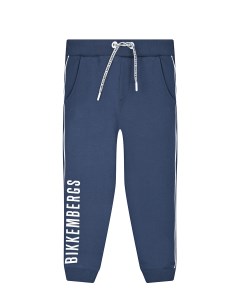 Темно синие спортивные брюки с белым лого детское Bikkembergs