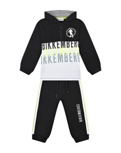 Черный спортивный костюм с контрастной вставкой детский Bikkembergs