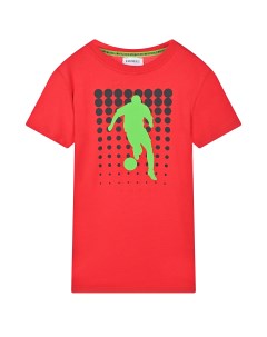Красная футболка с зеленым лого детская Bikkembergs