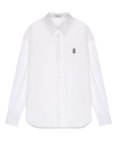 Белая рубашка с длинными рукавами и накладным карманом детская Brunello cucinelli