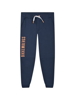 Синие спортивные брюки с оранжевым лого детские Bikkembergs