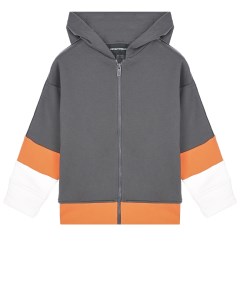 Серая спортивная куртка с оранжевыми вставками детская Emporio armani
