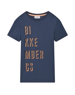 Синяя футболка с оранжевым лого детская Bikkembergs