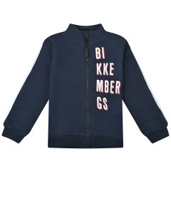 Темно синяя спортивная куртка с крупным лого детское Bikkembergs